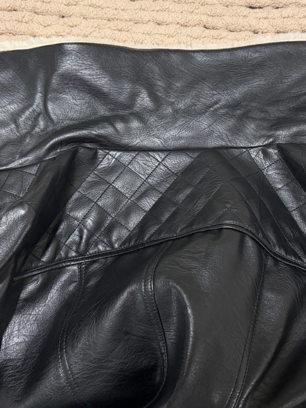 Guess Women's Leather Jacket with Cream Collar - Picture 5 of 5